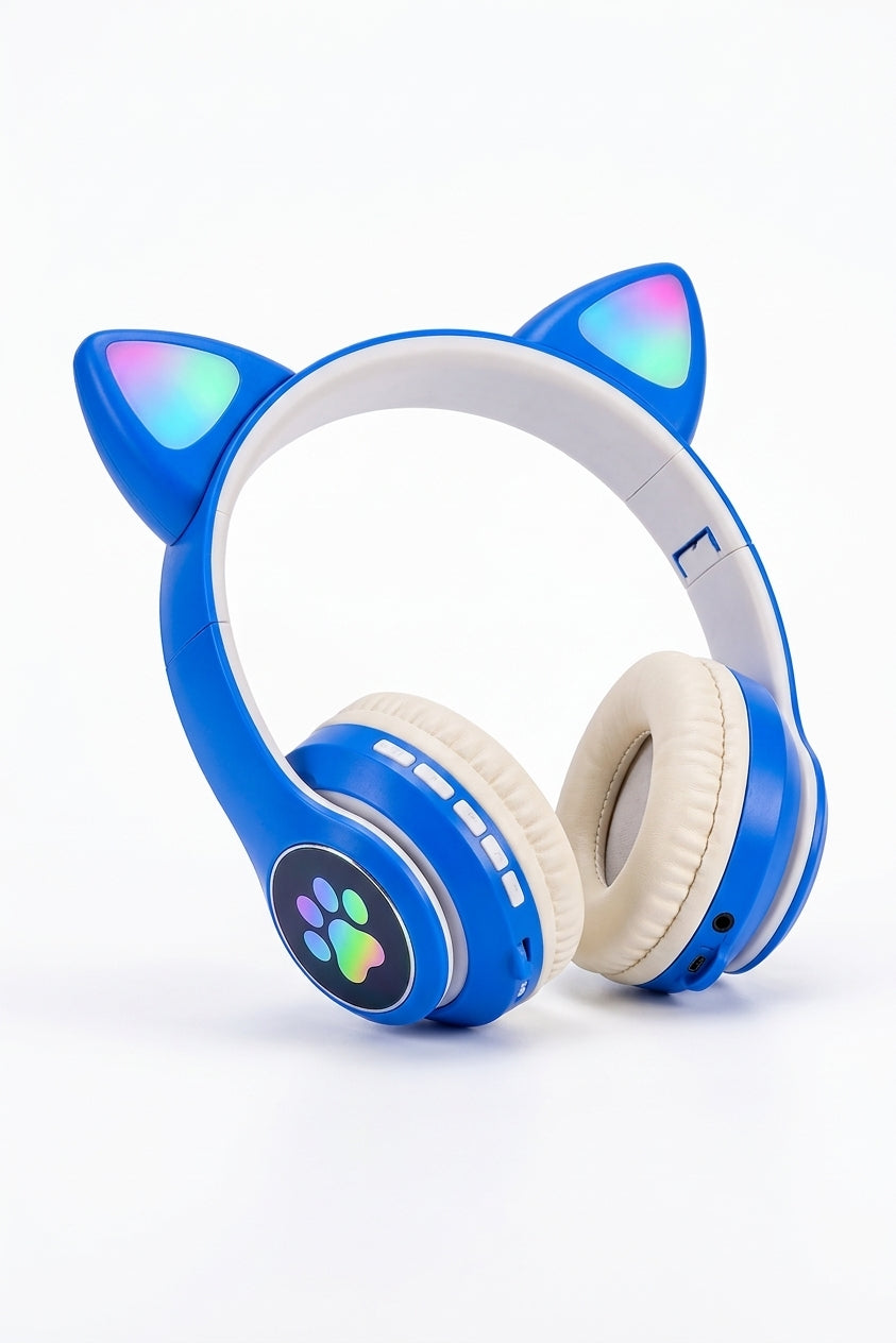 Wireless Bluetooth Cat Ear Headphones – Cute Kids Gaming Headset with LED Design